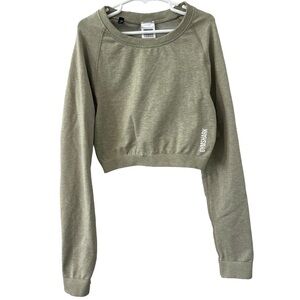 Gymshark Sage Green Women's Crew Neck Cropped Sweater
